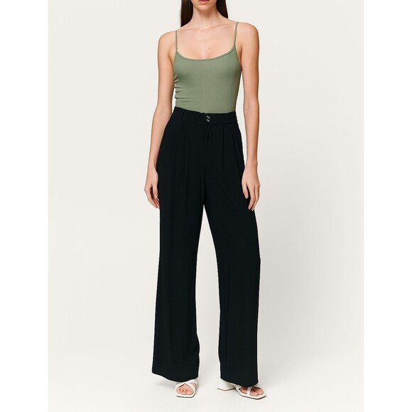 Halara Black Wide Leg Pants 2X Cropped Elastic Waist Minimalist Lounge Pull On - Picture 1 of 9